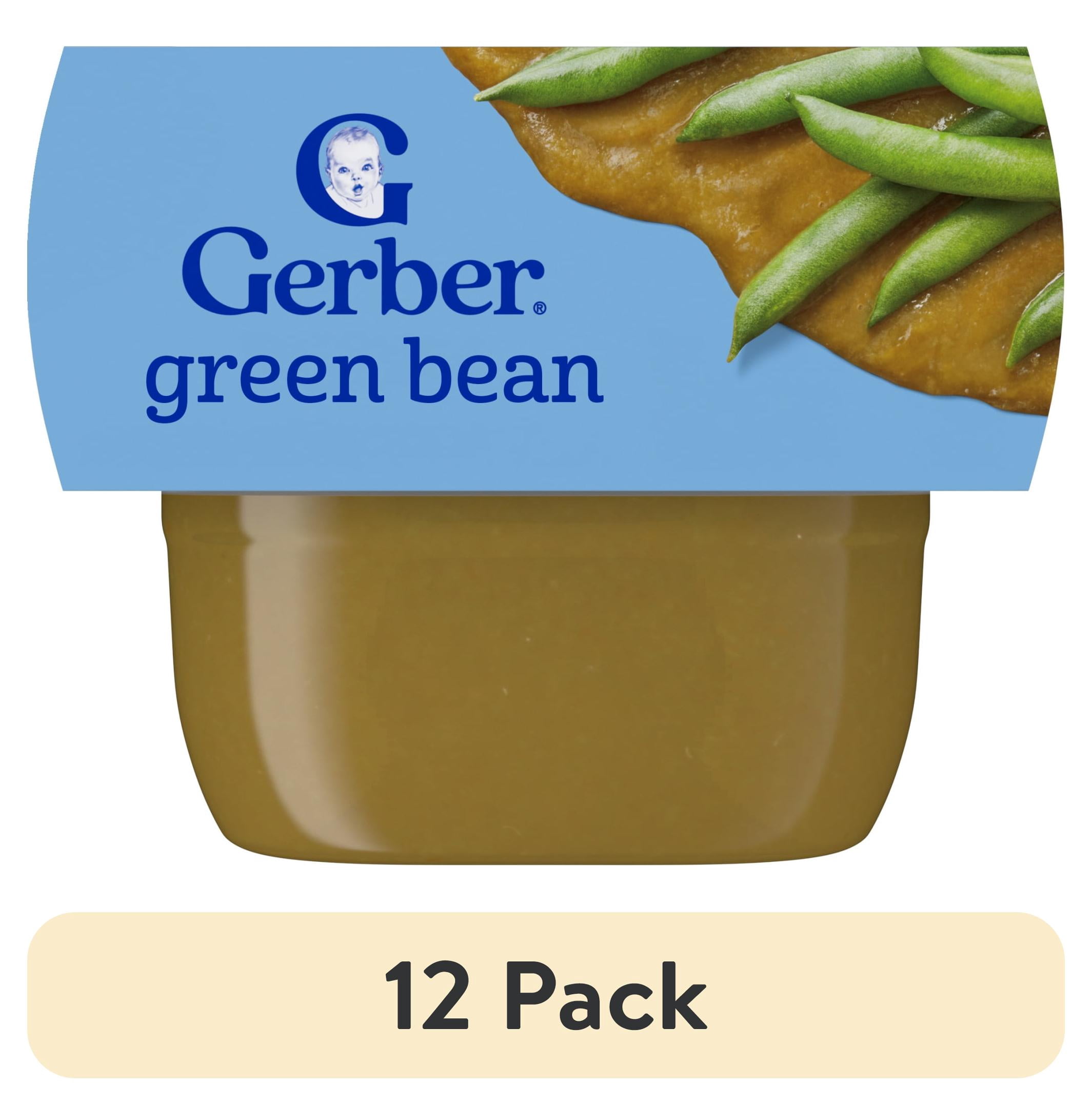(12 pack) Gerber 1st Foods Natural for Baby Baby Food, Green Bean, 2 oz Tubs (2 Pack)