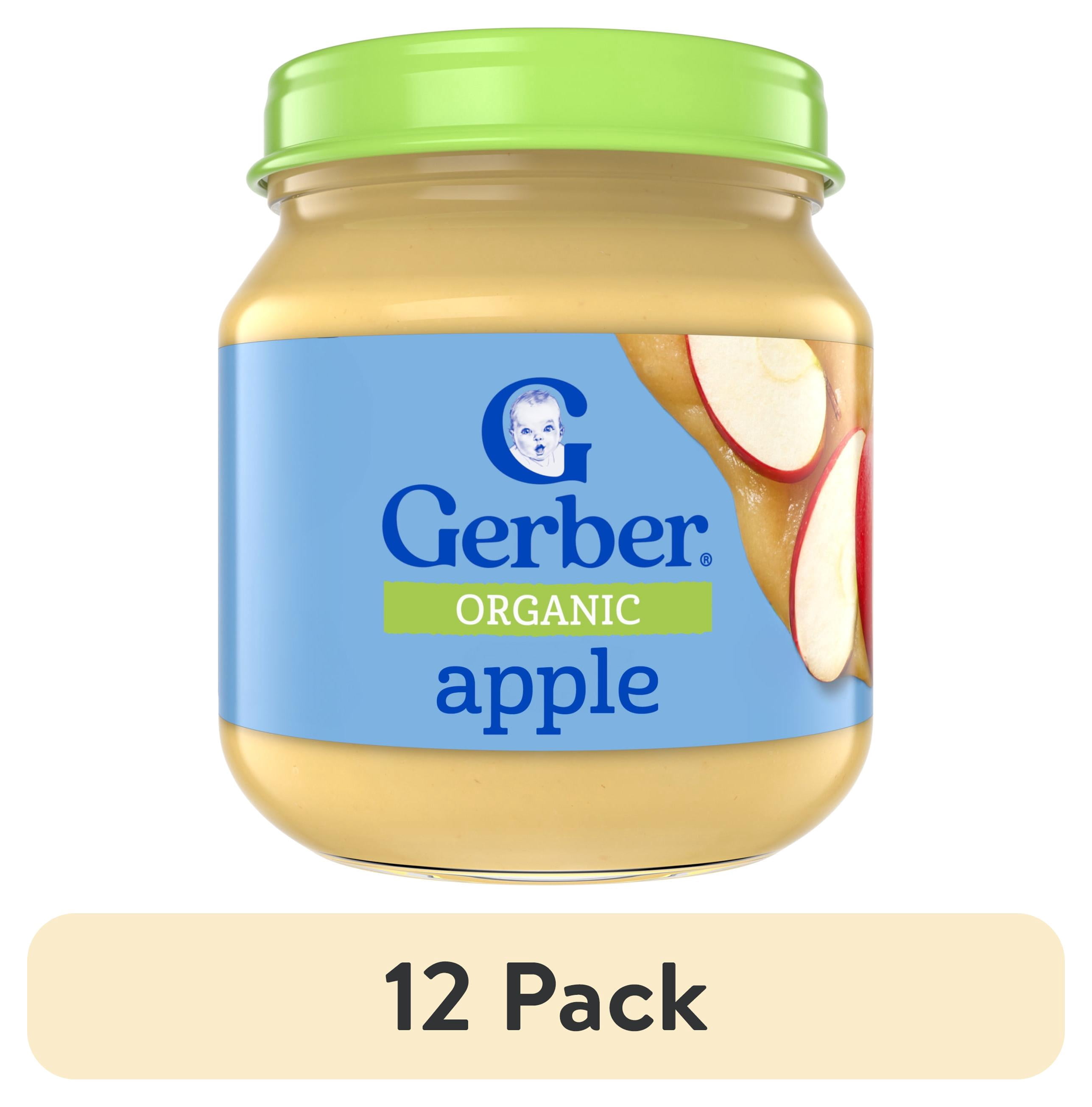 (12 pack) Gerber Organic Stage 1 Baby Food Puree, Apple, 4 oz Jar