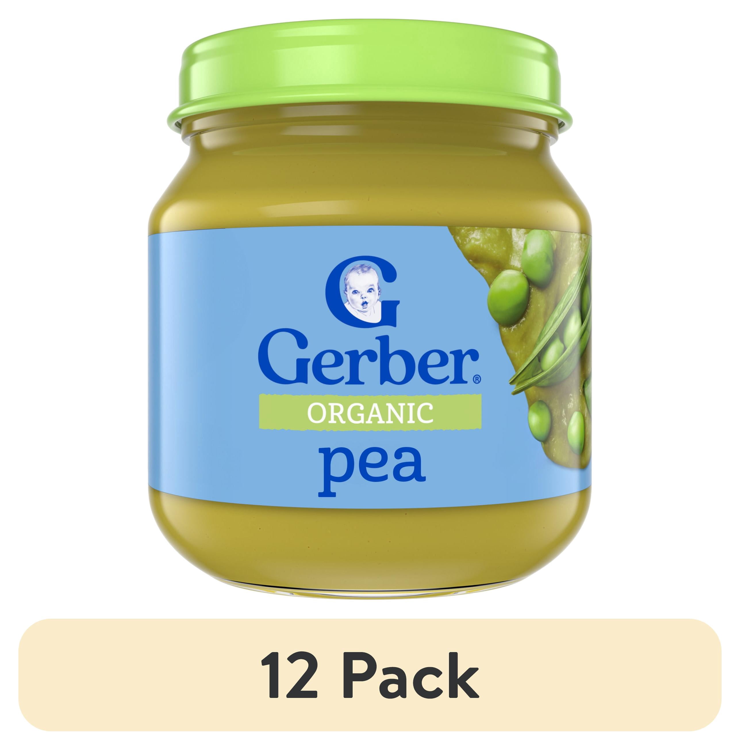 (12 pack) Gerber Organic Stage 1 Baby Food Puree, Pea, 4 oz Jar