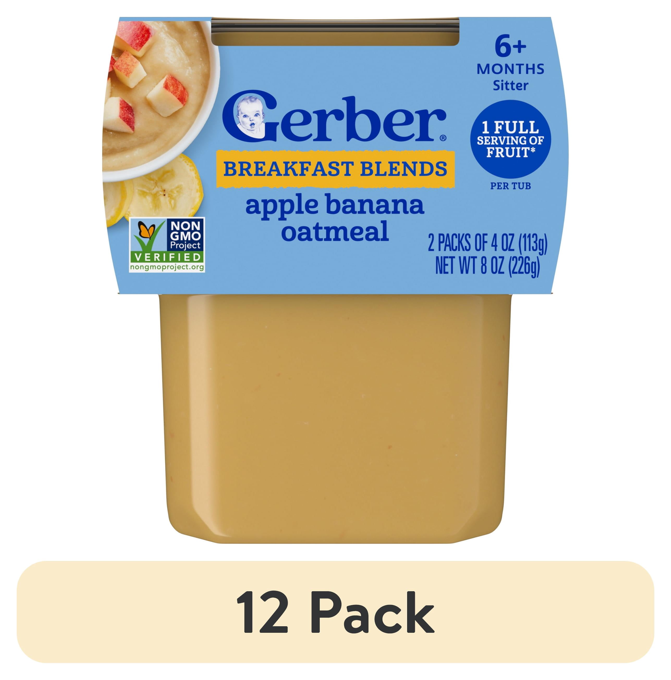 (12 pack) Gerber 2nd Foods Baby Food, Apple Banana with Oatmeal, 4 oz Tubs (2 Pack)