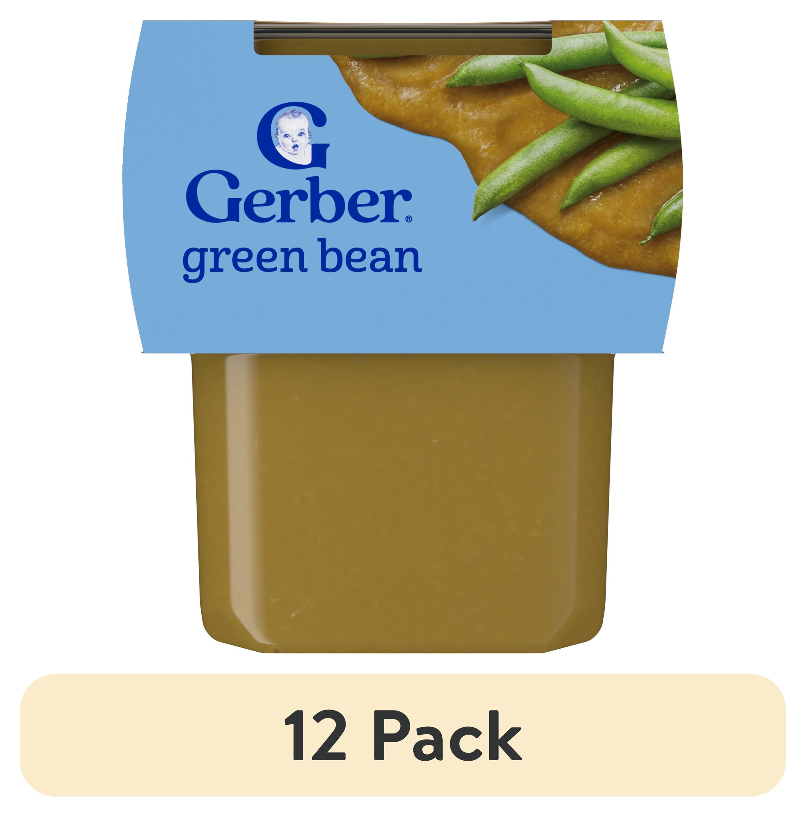 (12 pack) Gerber Stage 2 Baby Food, Green Beans Puree Tubs, Baby Puree, 2PK 8 oz