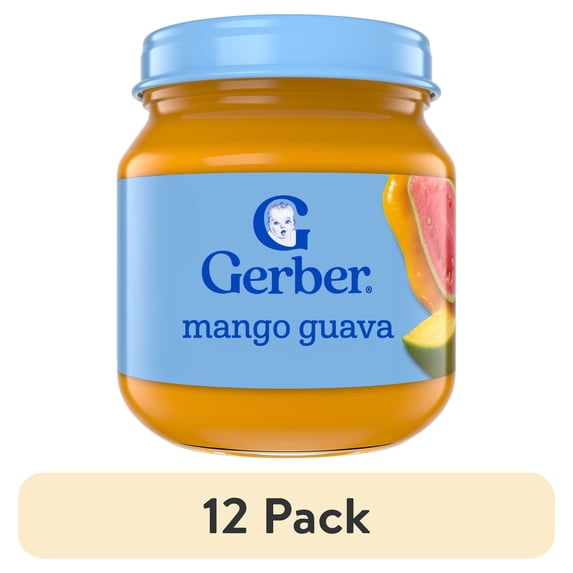 (12 pack) Gerber Stage 2 Baby Food, Mango Guava, Fruit Puree, Non-GMO, Baby Puree 4 oz