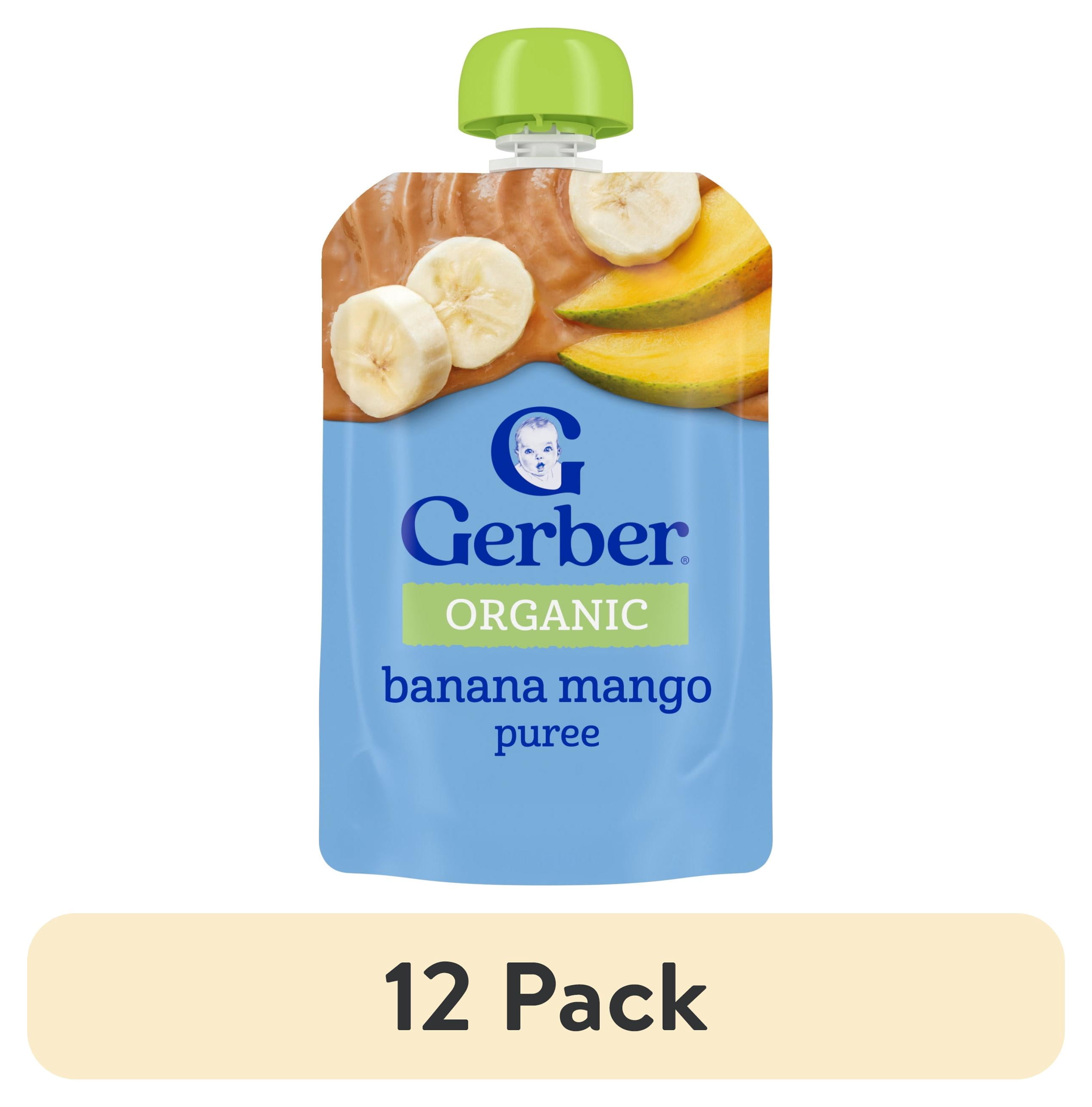 (12 pack) Gerber Organic Stage 3 Baby Food Puree, Banana Mango, 3.5 oz Pouches