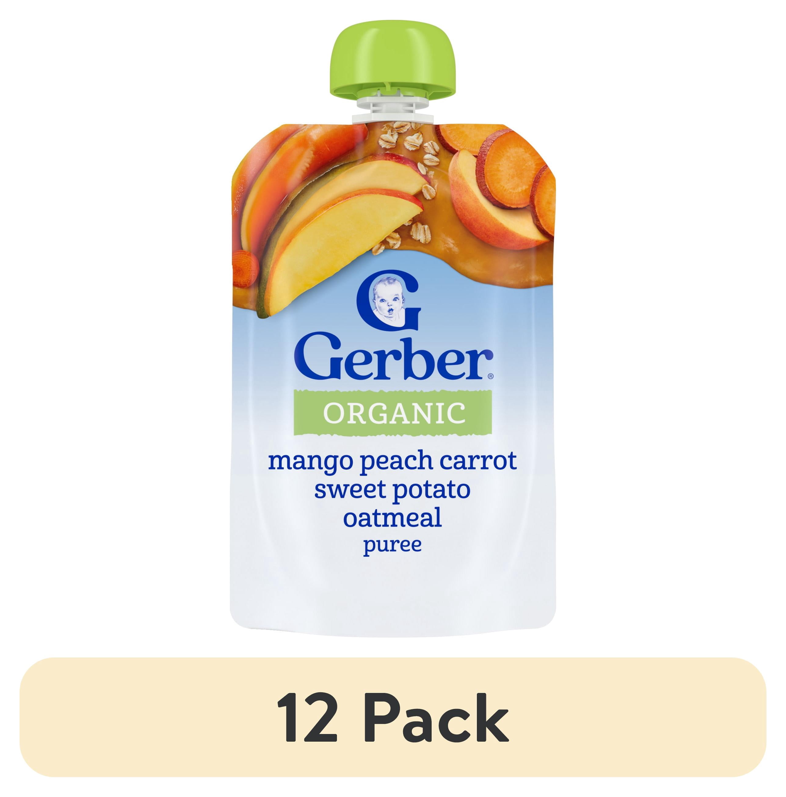 (12 pack) Gerber Organic for Toddler WonderFoods, Mango Peach Carrot Sweet Potato Oatmeal, 3.5 oz Pouch