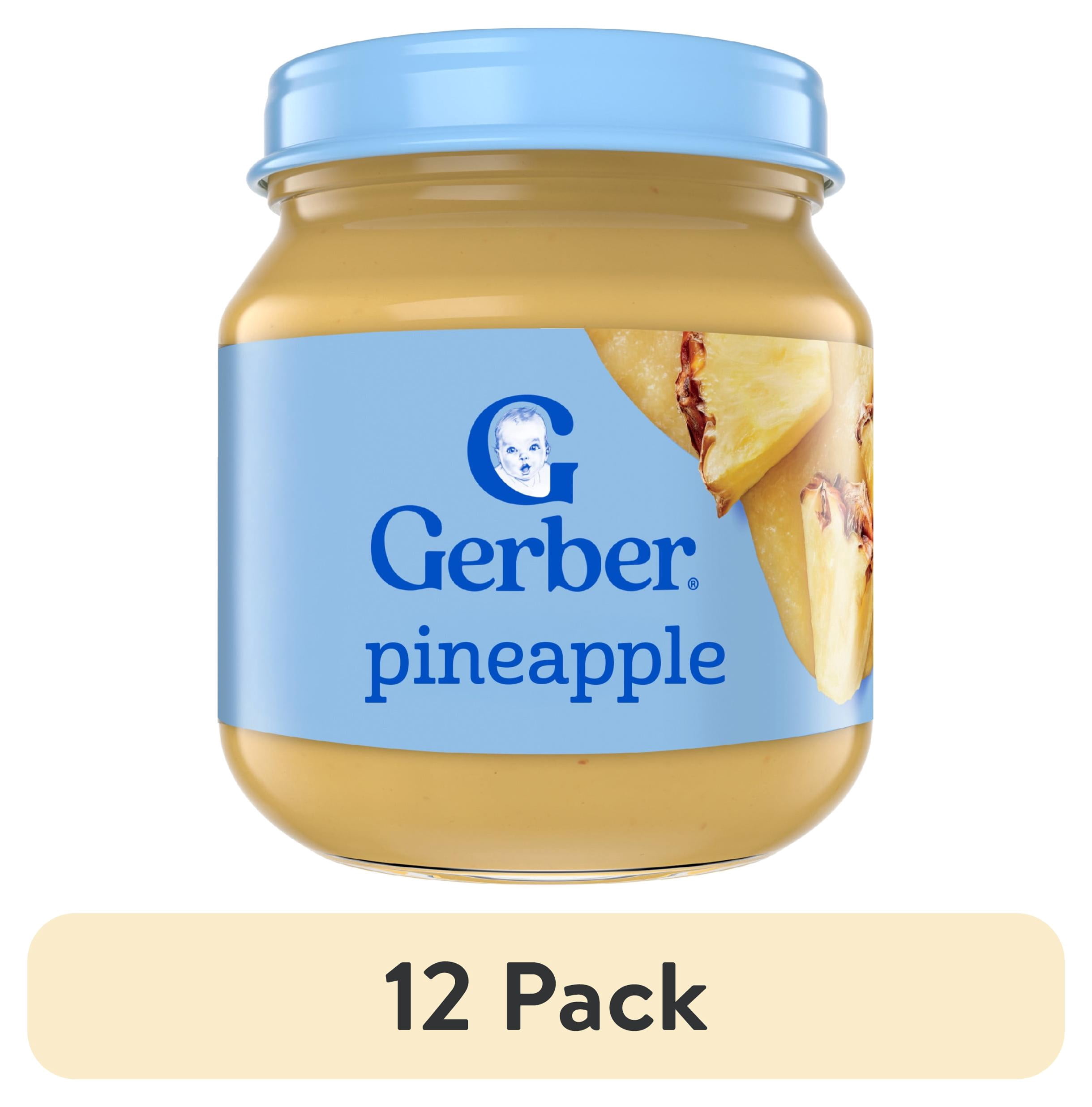 (12 pack) Gerber Stage 2 Baby Food, Pineapple Jar, Fruit Puree, Non-GMO, Baby Puree 4 oz