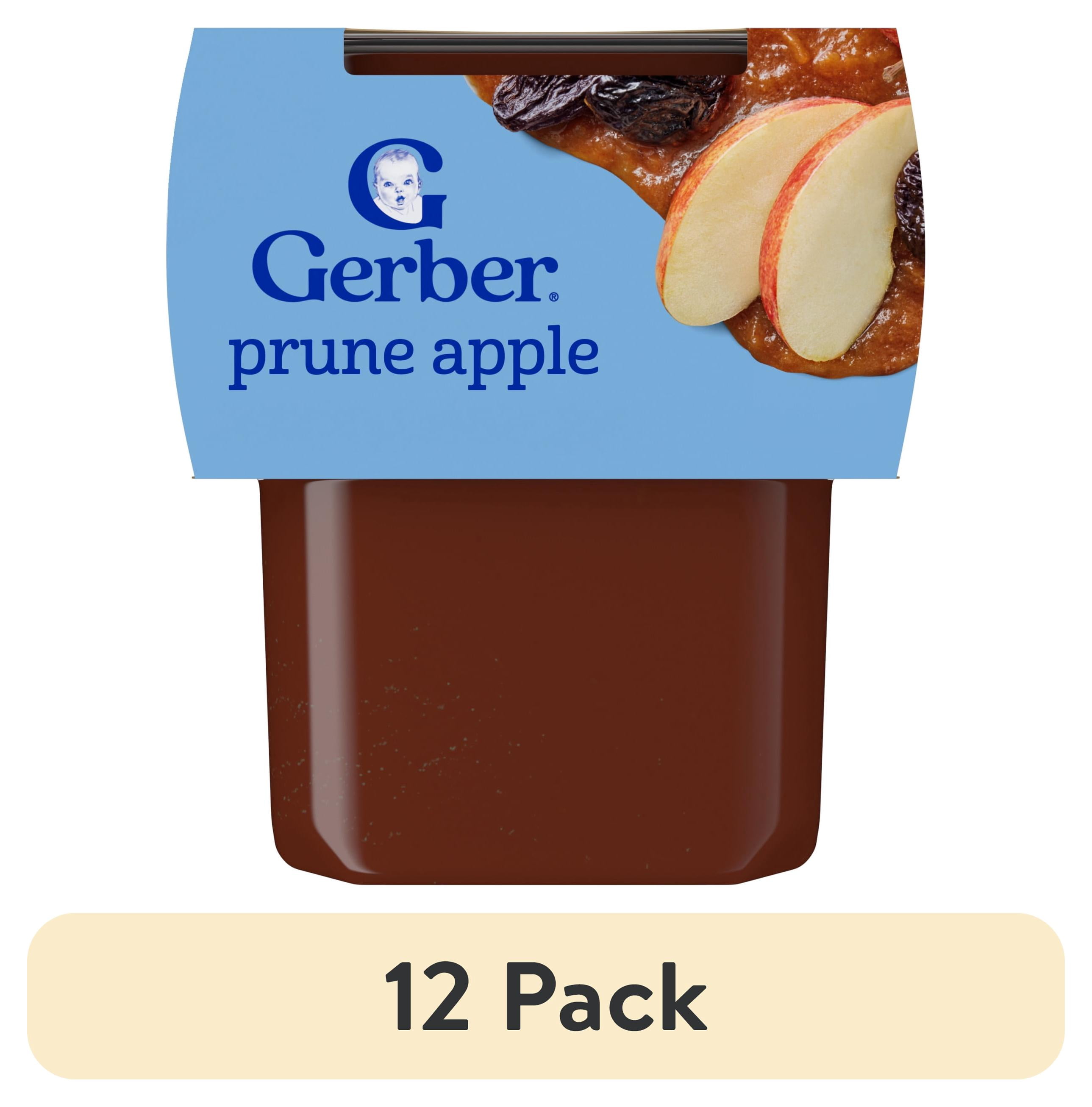 (12 pack) Gerber 2nd Foods Natural for Baby WonderFoods Baby Food, Prune Apple, 4 oz Tubs (2 Pack)