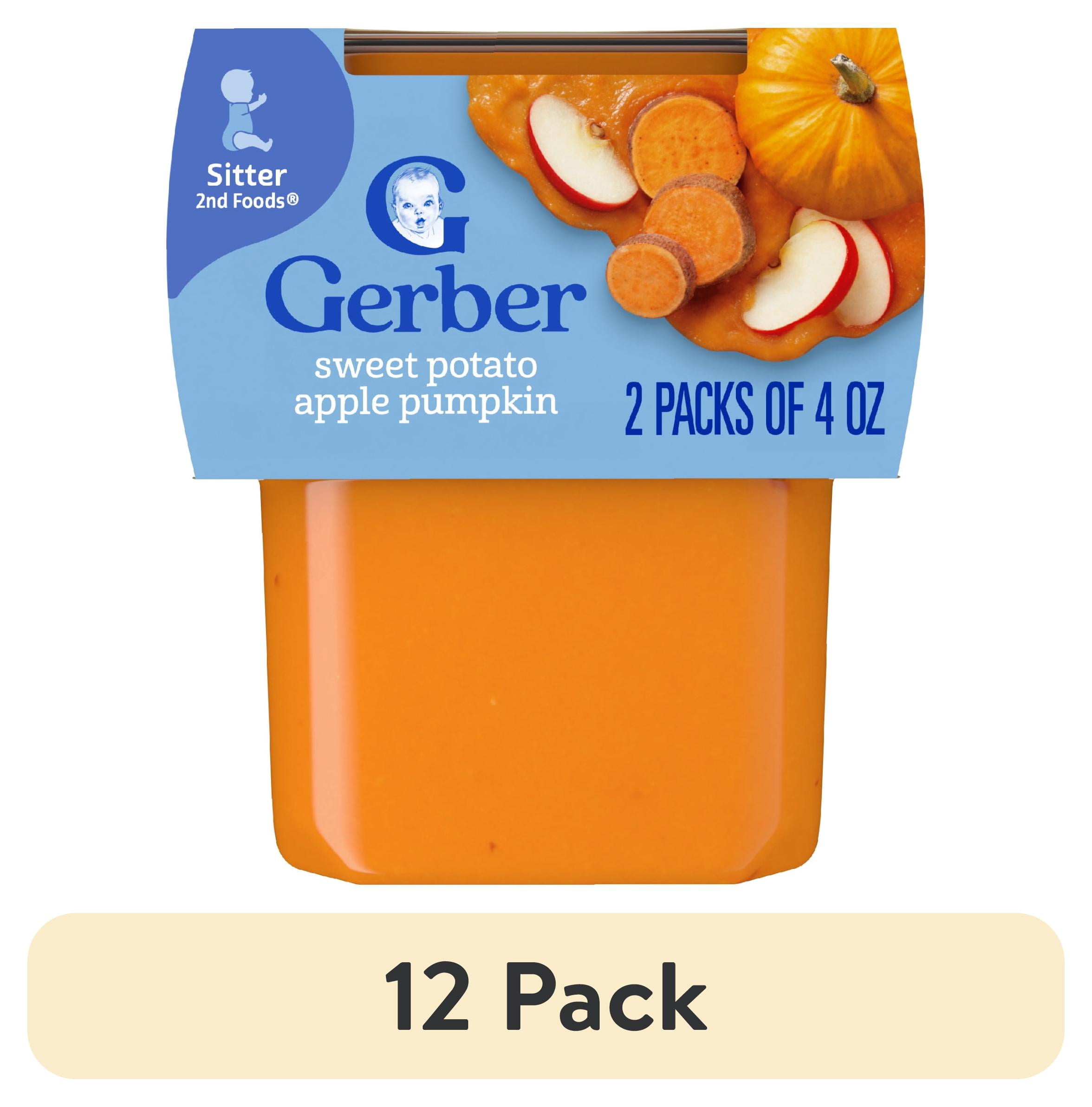 (12 pack) Gerber 2nd Foods Natural for Baby Veggie Power Baby Food, Sweet Potato Apple Pumpkin, 4 oz Tubs (2 Pack)