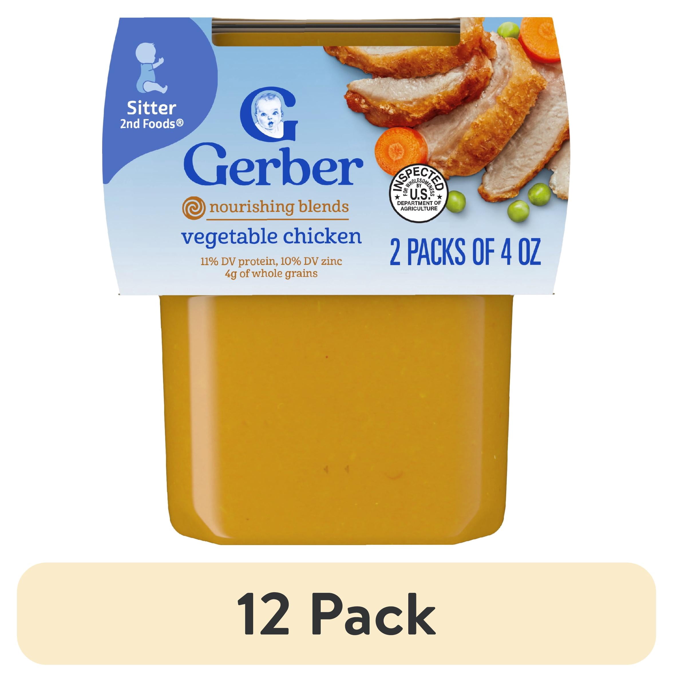 (12 pack) Gerber 2nd Foods Baby Foods, Vegetable Chicken Dinner, 4 oz Tubs (2 Pack)