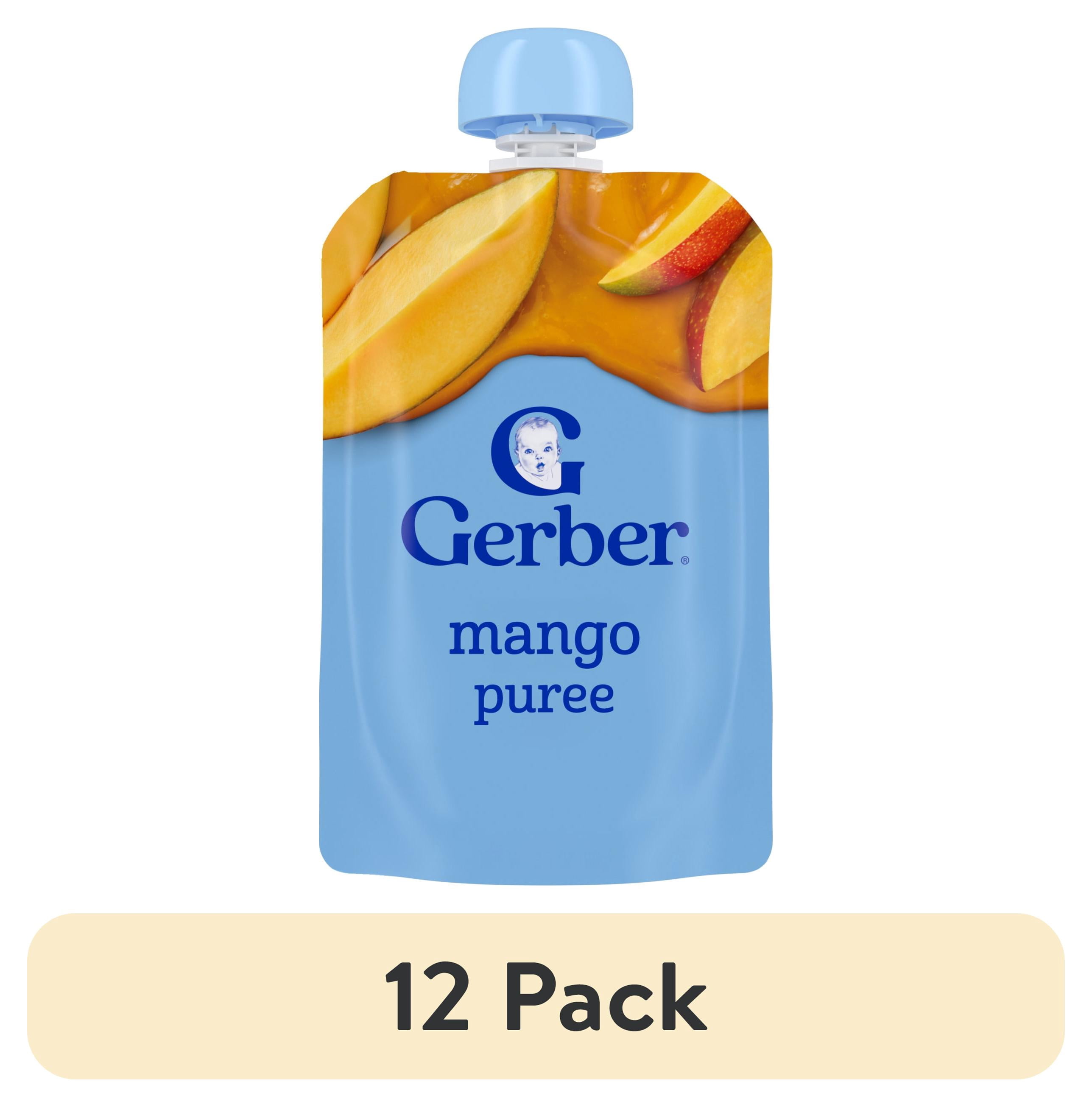 (12 pack) Gerber Stage 2 Baby Food, Mango Puree Pouch 12 ea