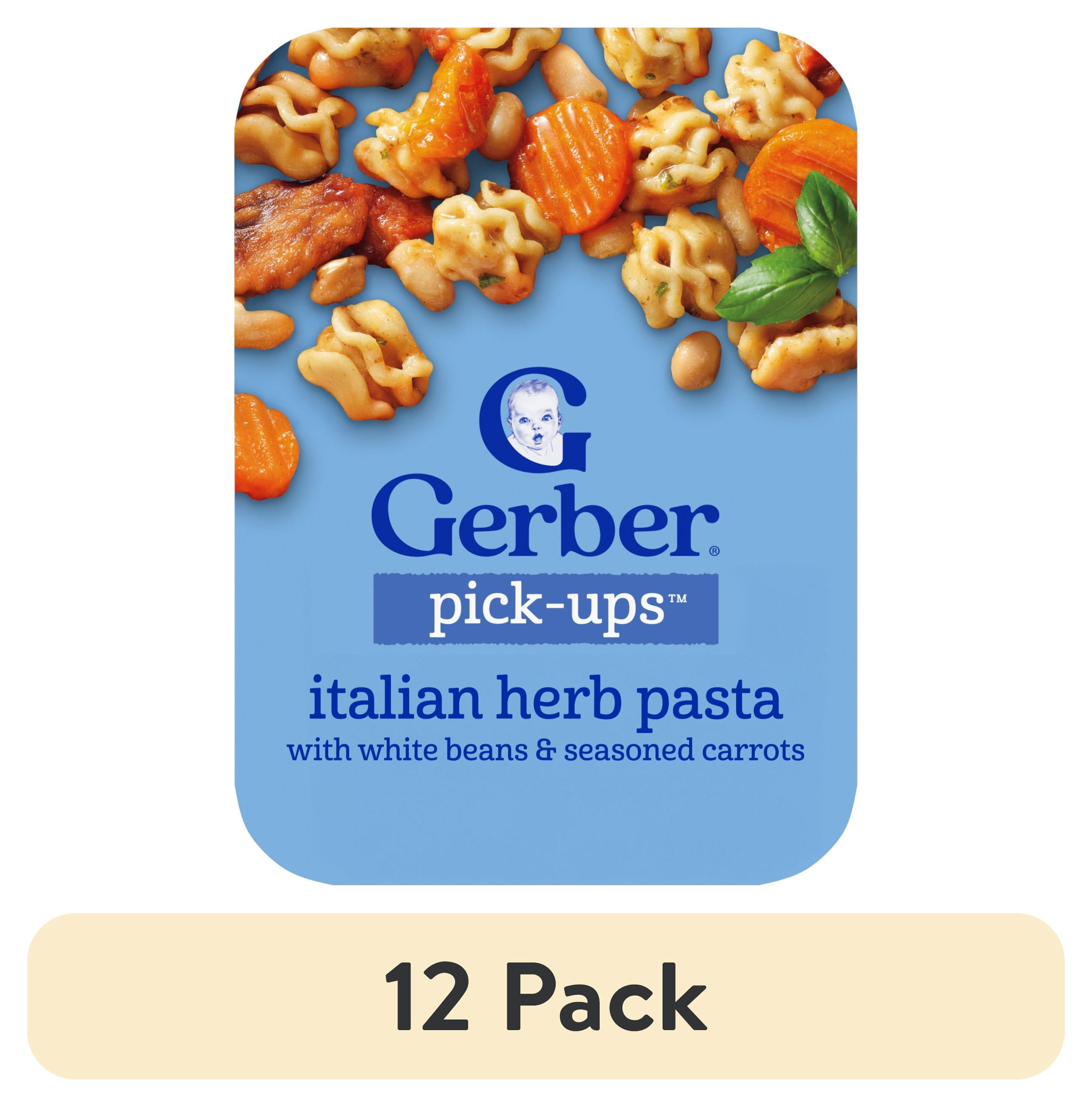 (12 pack) Gerber Stage 3 Baby Food, Italian Herb Pasta, Pick-Ups, Baby Led Feeding 5.8 oz