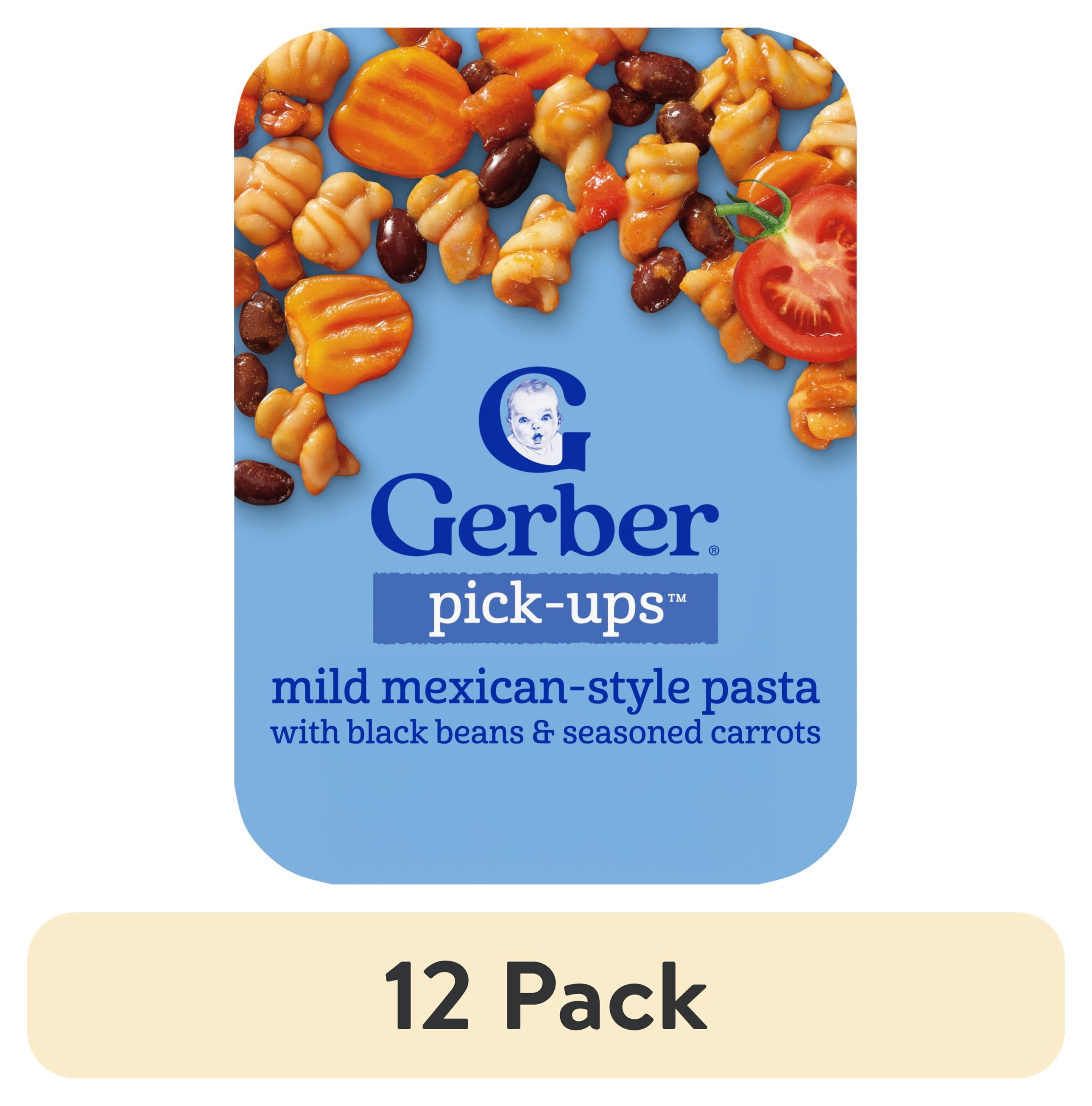 (12 pack) Gerber Stage 3 Baby Food, Mexican-Style Pasta, Pick-Ups, Baby Led Feeding 5.8 oz