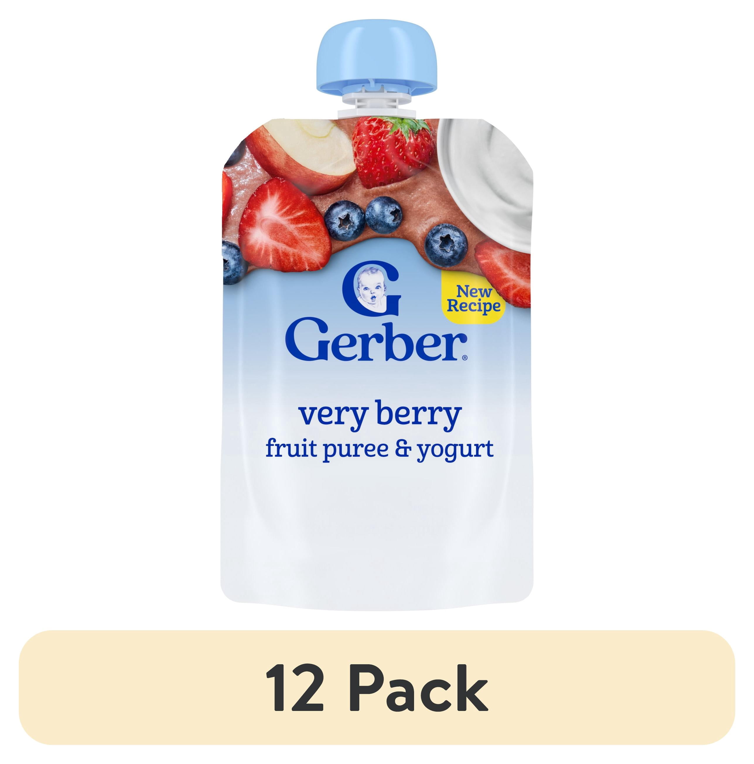 (12 pack) Gerber Snacks for Toddler Fruit & Yogurt, Very Berry, 3.5 oz Pouch