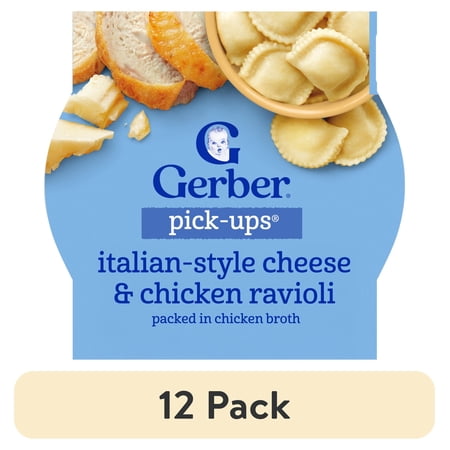 (12 pack) Gerber Toddler Food, Italian-Style Cheese & Chicken Ravioli Pick-Ups 6 oz