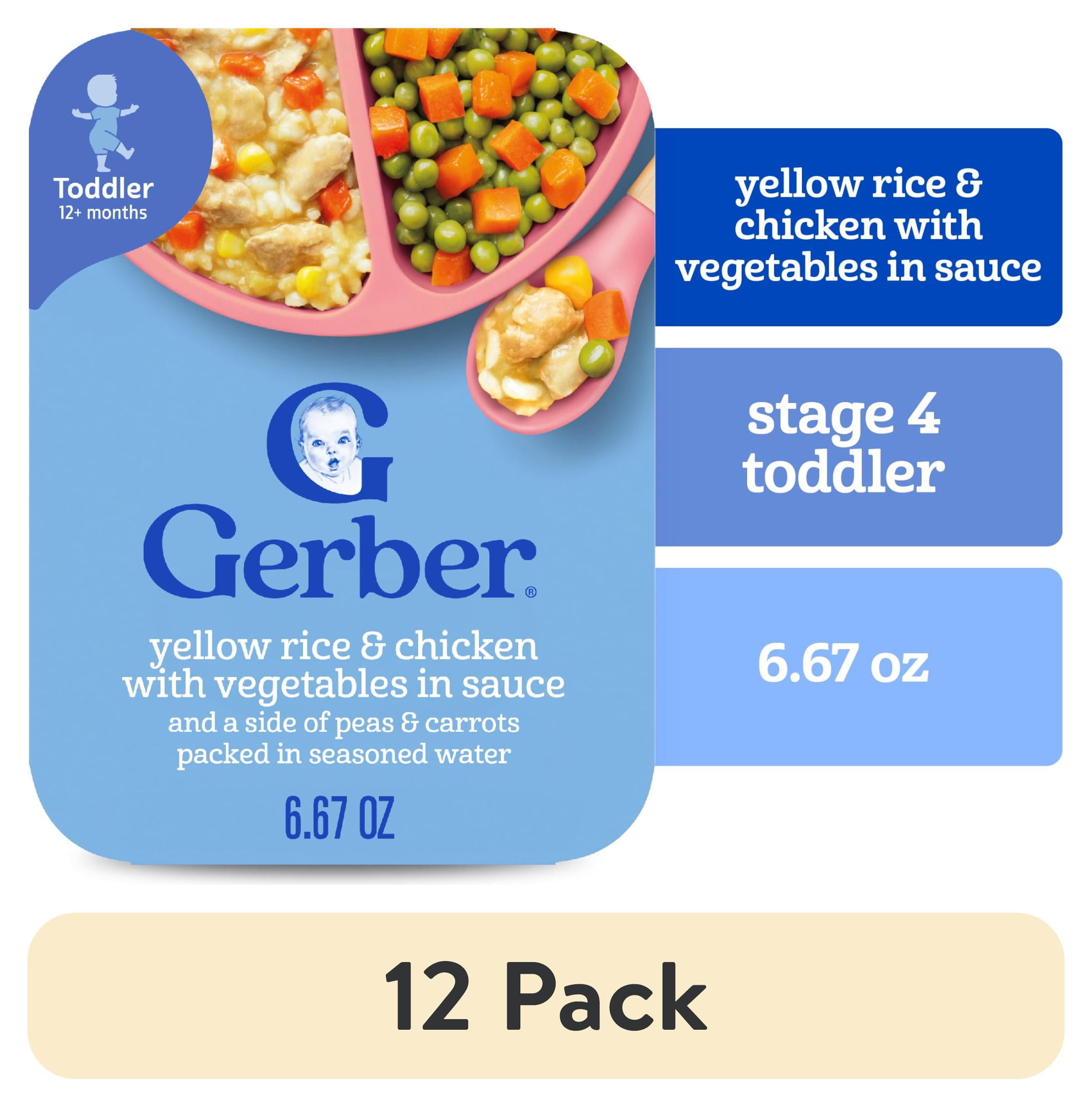 (12 pack) Gerber Toddler Food, Yellow Rice & Chicken, Mealtime for Toddler 6.67 oz