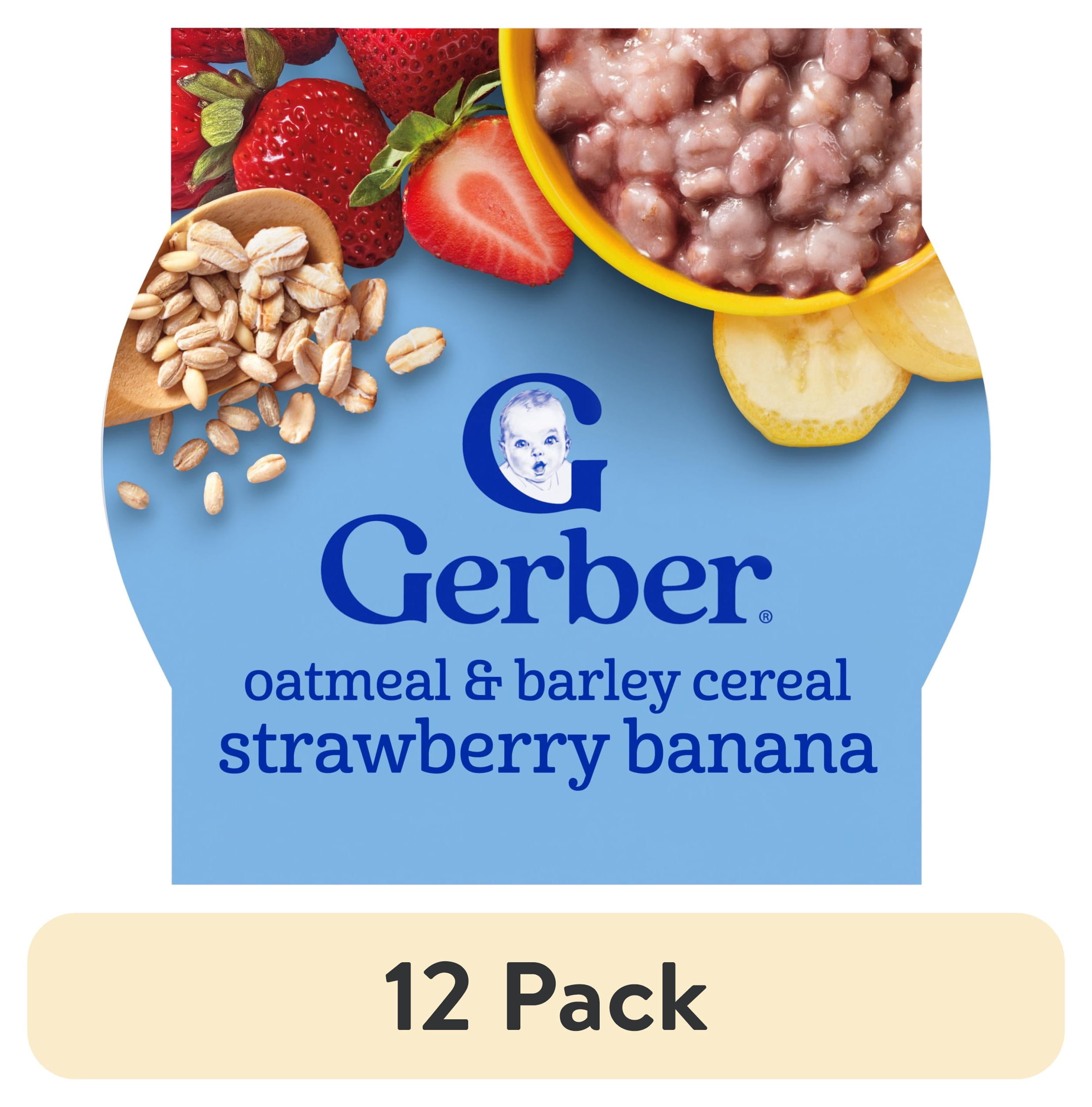 (12 pack) Gerber Toddler Food, Oatmeal and Barley Strawberry Banana Cereal, Toddler Oatmeal 4.5 oz