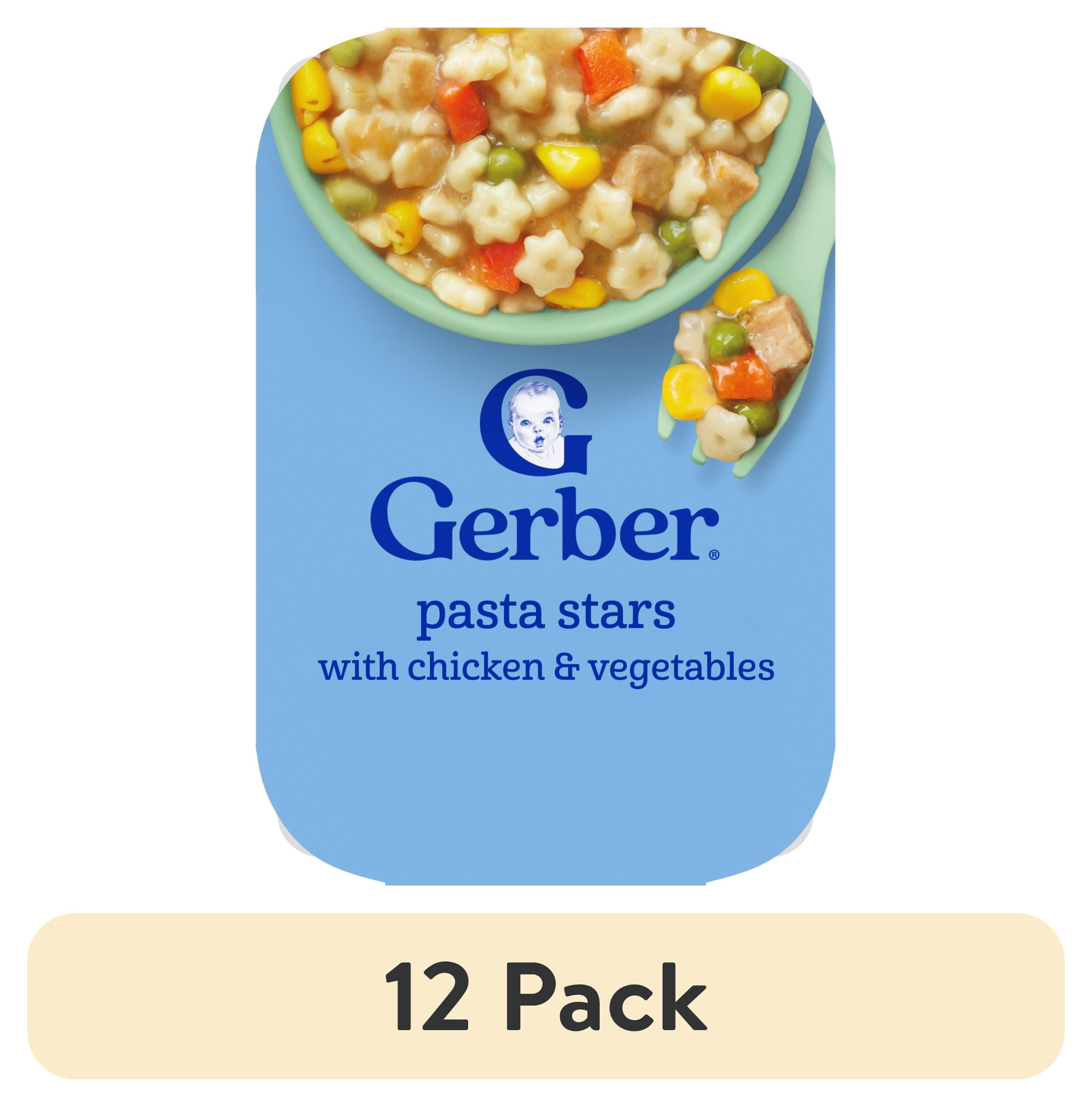 (12 pack) Gerber Mealtime for Toddler, Pasta Stars with Chicken and Vegetables Toddler Food, 6 oz Tray