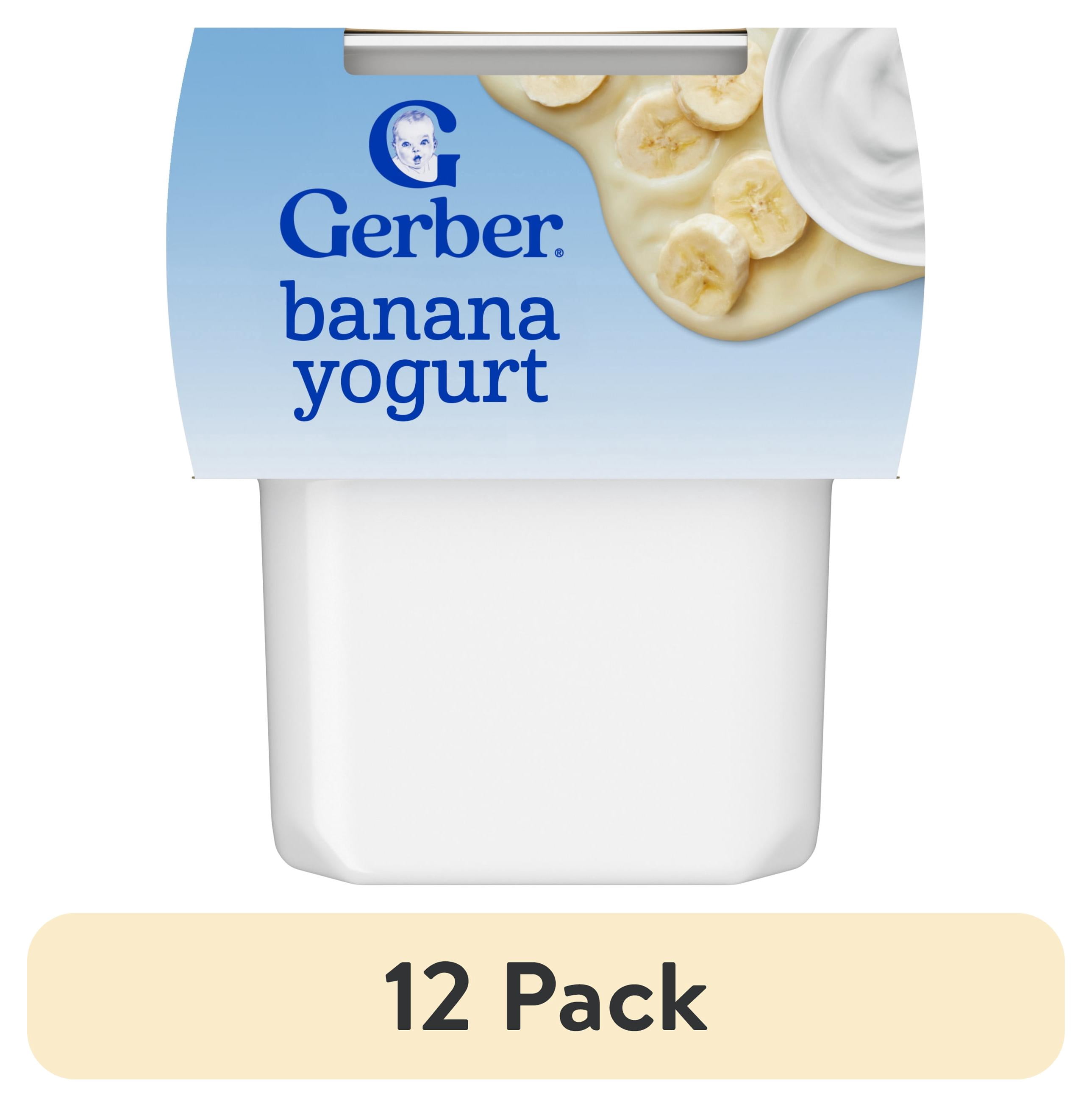 (12 pack) Gerber Yogurt Blends Stage 3 Baby Snacks Banana, 4 oz Tubs (Pack of 2)