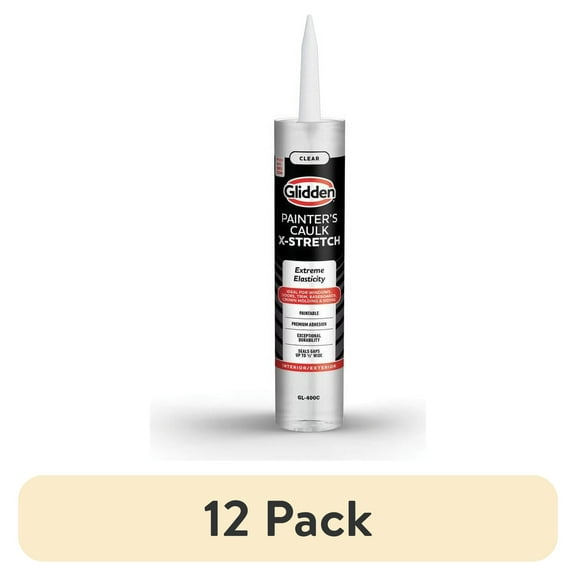 (12 pack) Glidden 10.1 fl oz X-Stretch Painter’s Multi-Purpose Interior/Exterior Caulk Clear