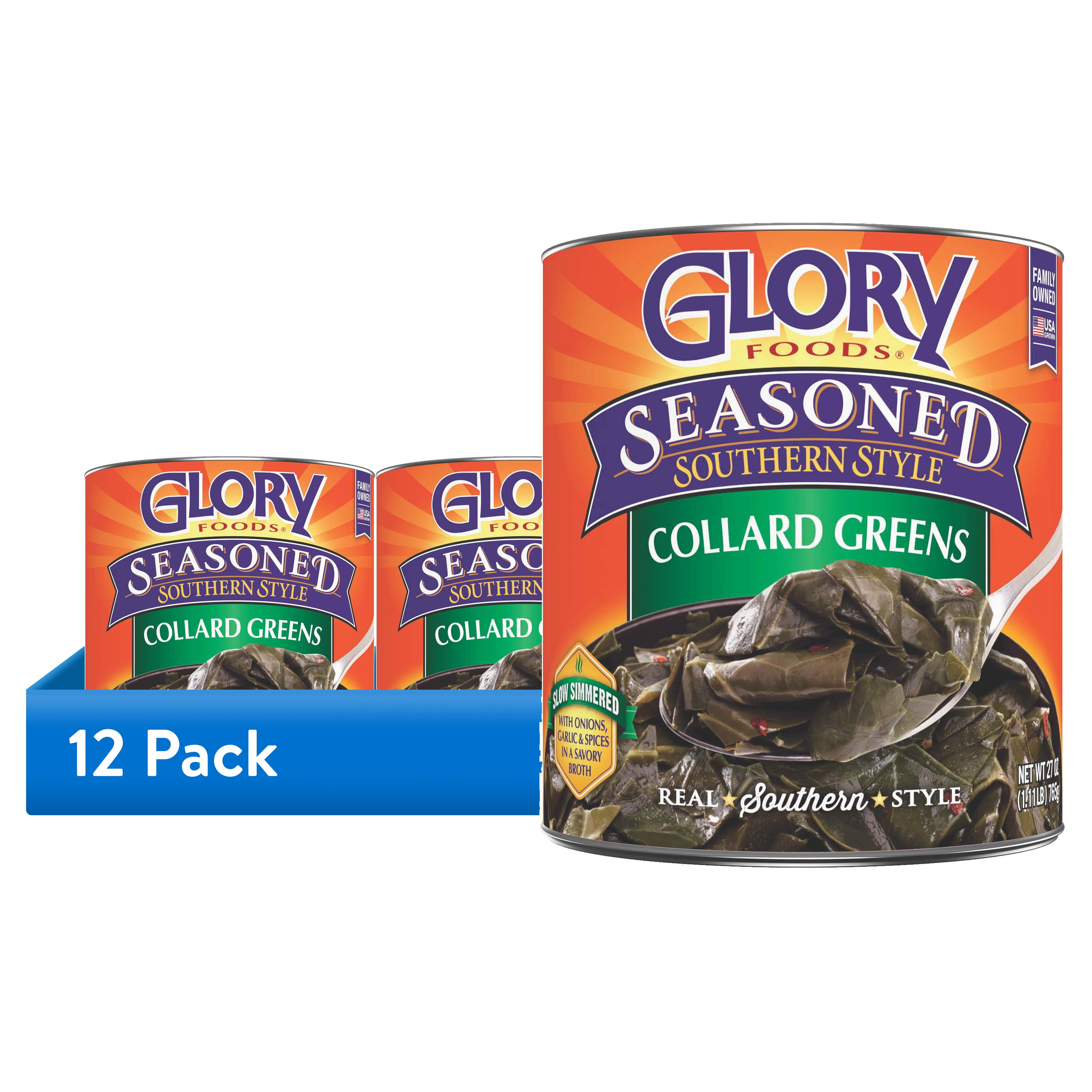 (12 pack) (12 pack) Glory Foods Canned Seasoned Collard Greens, 27 oz Can