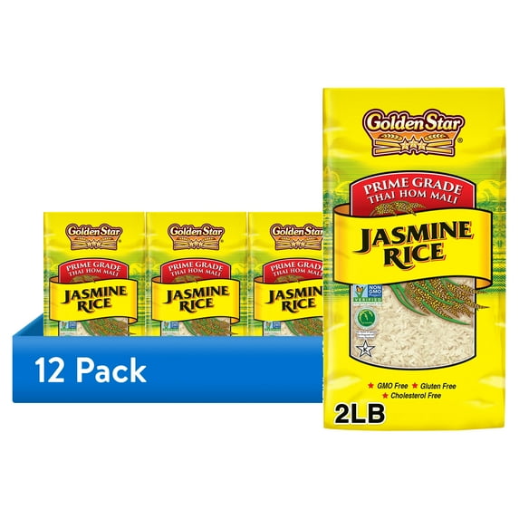 (12 pack) Golden Star Prime Grade Thai Hom Mali Jasmine Rice, 2 lb