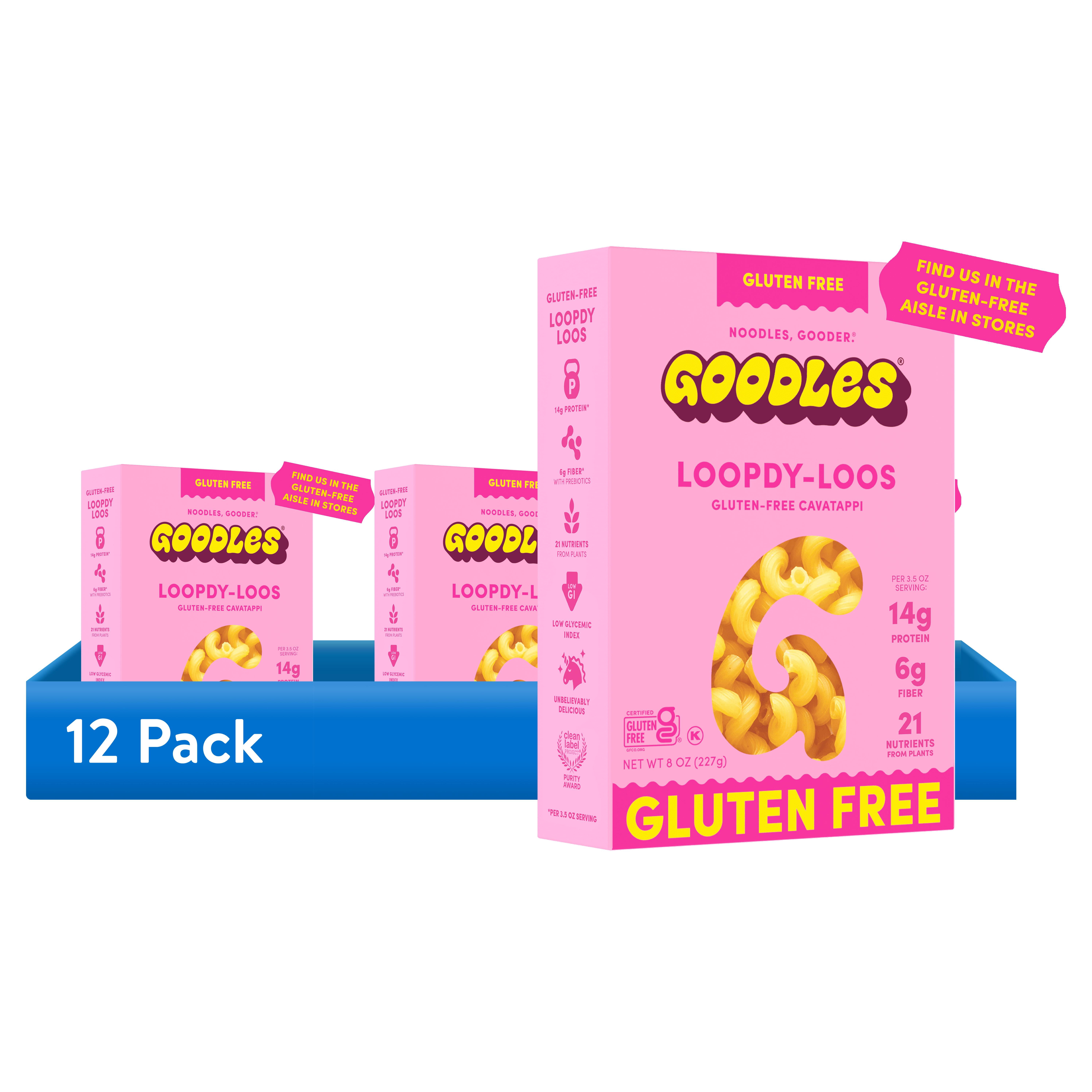 (12 pack) Goodles Protein-Packed Gluten-Free Loopdy-Loos Dry Pasta 8 oz
