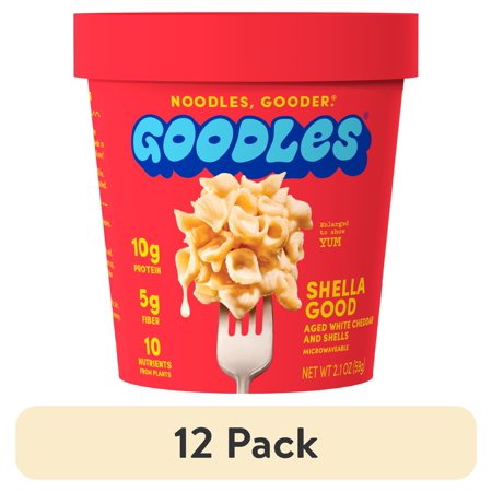 (12 pack) Goodles Mac & Cheese Shella Good Aged White Cheddar Microwaveable Cup; Shells, Shelf Stable 2.1oz