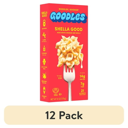 (12 pack) Goodles Mac & Cheese Shella Good Noodles, Cheddar, Shells, 6 oz; Brand: GOODLES