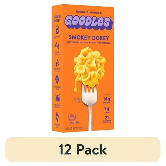 (12 pack) Goodles Mac & Cheese Smokey Dokey Noodles, Gouda Smoke, Shells, Shelf-Stable, 6 oz