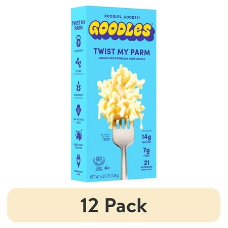 (12 pack) Goodles Mac & Cheese Twist Parm Noodles, Asiago and Parmesan, Fusilli, Regular Cardboard Shelf-Stable, 5.25 oz