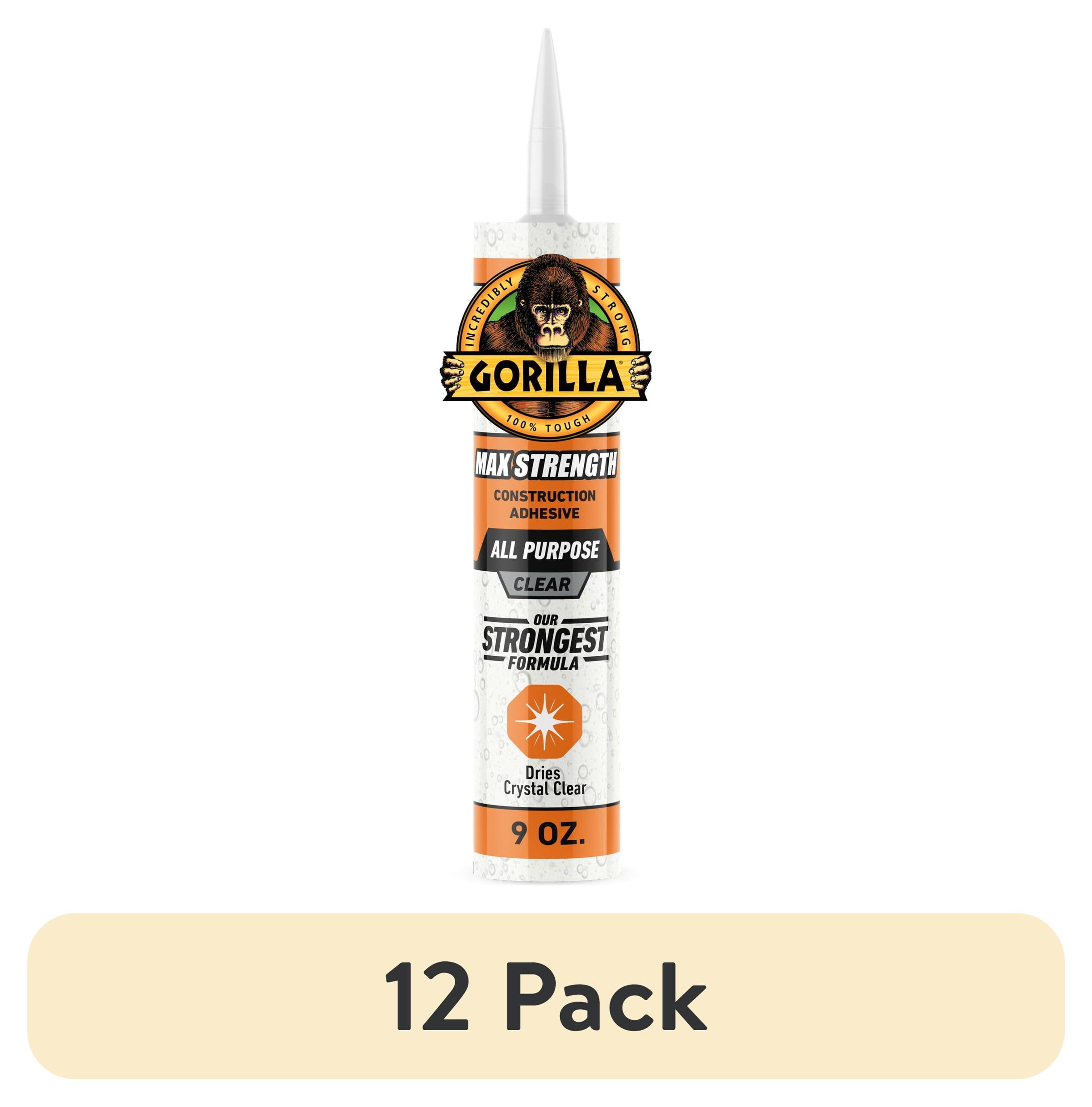 (12 pack) Gorilla Glue Clear Max Strength Construction Adhesive, 9 Ounce Size Cartridge, 1 Count. Model 8212302