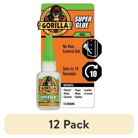 (12 pack) Gorilla Glue Super Glue Gel (15g) Clear Color, Pack of 1