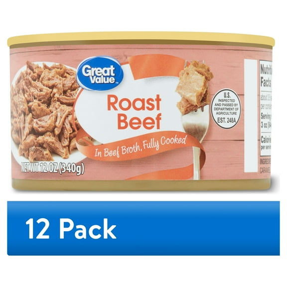 (12 pack) Great Value - 12oz Can Roast Beef in Broth