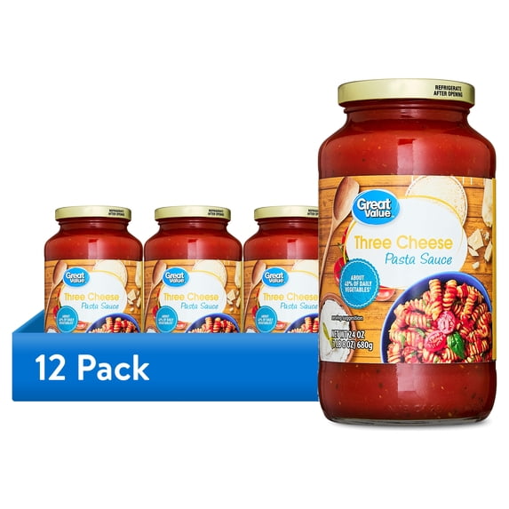 (12 pack) Great Value 3 Cheese Pasta Sauce, 24 oz
