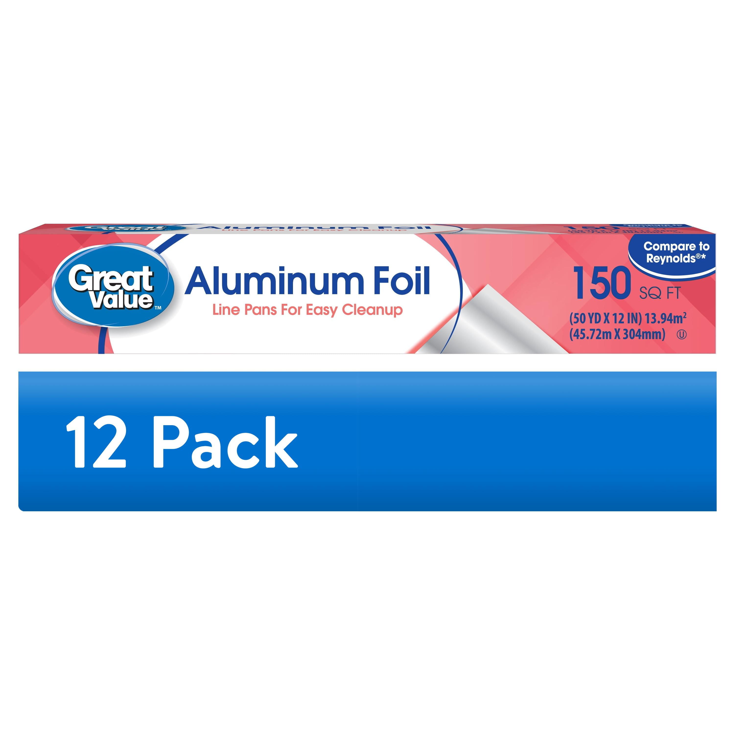 (12 pack) Great Value Aluminum Foil, 150 sq ft