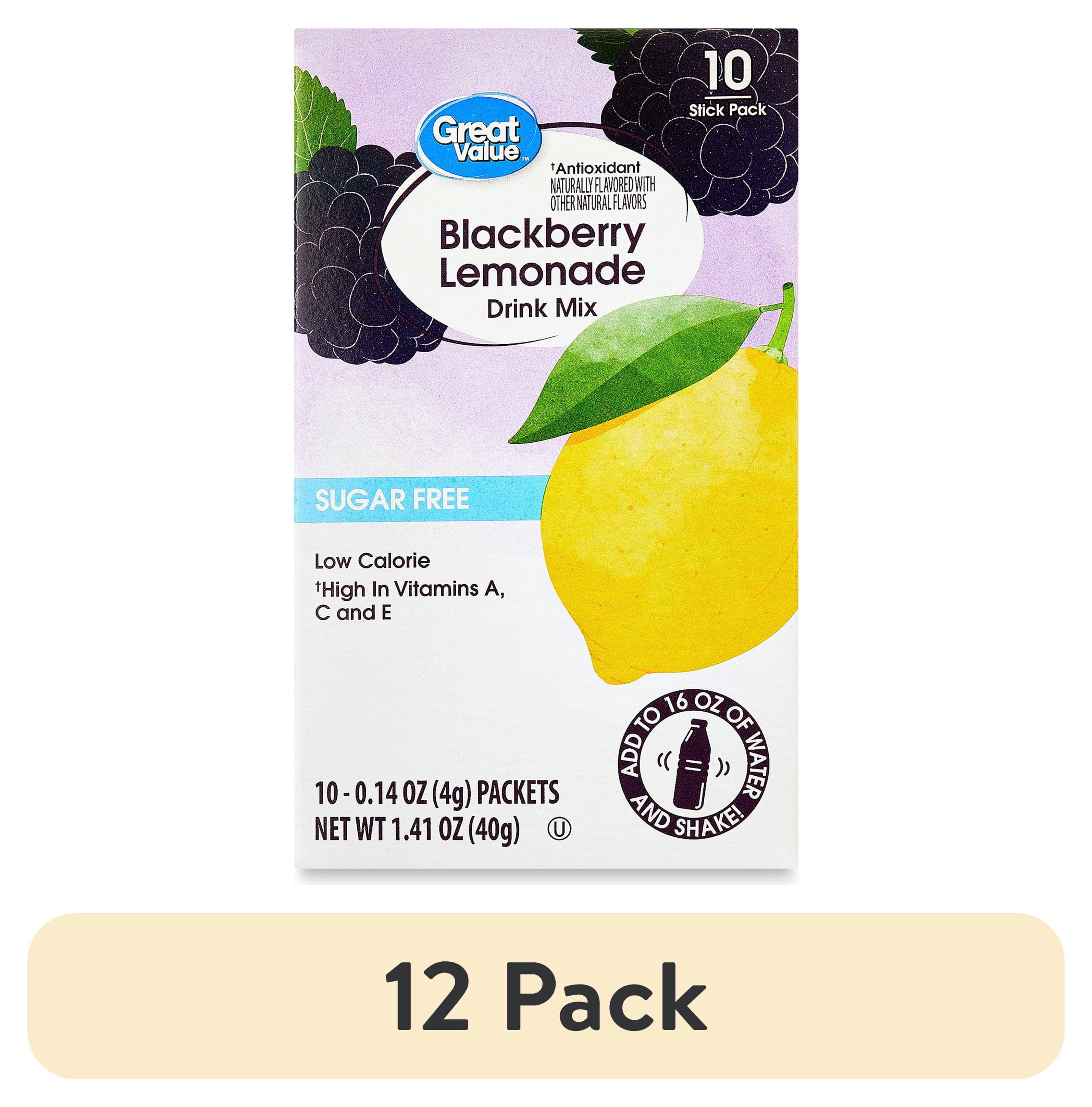(12 pack) Great Value Antioxidant Blackberry Lemonade Liquid Drink Mix, Sugar-Free, 1.41 oz, 10 Count