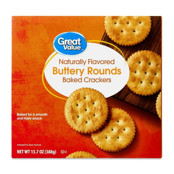 (12 pack) Great Value Baked Buttery Round Crackers, 13.7 oz