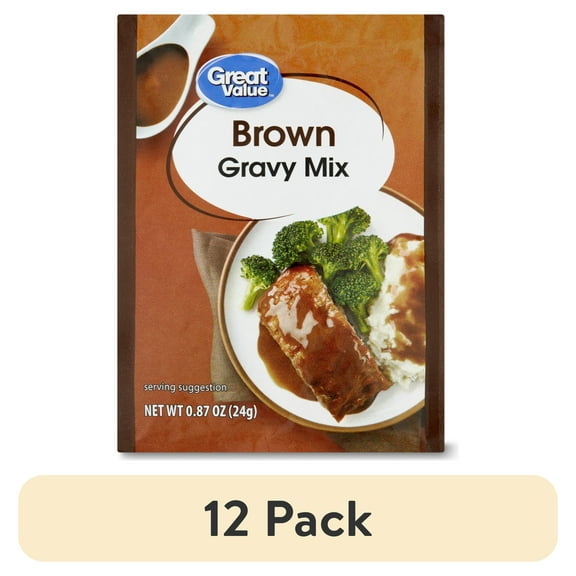 (12 pack) Great Value Brown Gravy Mix, 0.87 oz