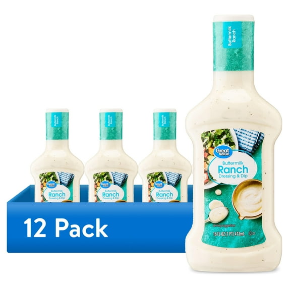(12 pack) Great Value Buttermilk Ranch Dressing & Dip, 16 oz