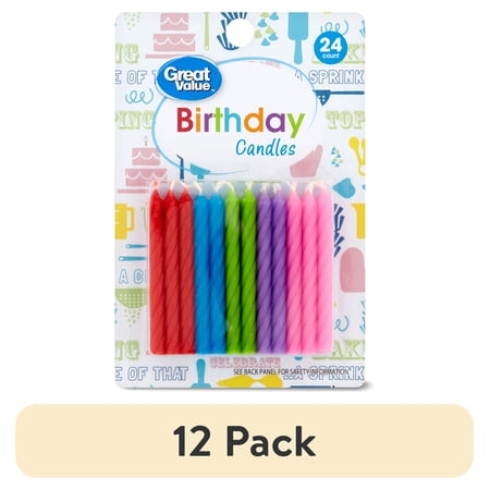 (12 pack) Great Value Celebration Multi-Color Special Occasion Spiral Birthday Candles, 4.44 inch, 24 Count
