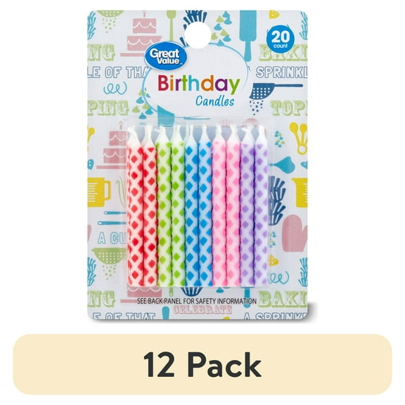 (12 pack) Great Value Celebration Polka Dot Birthday Candles, Assorted Colors, 20 Count