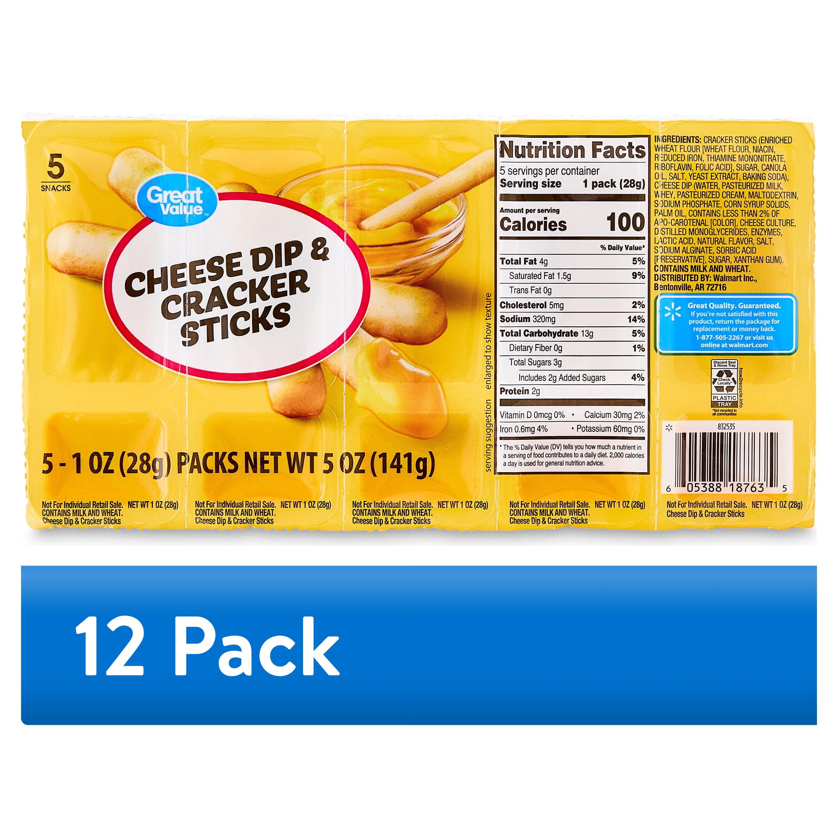 (12 pack) Great Value Cheese Dip & Breadsticks Snacks, 1 oz, 5 Count