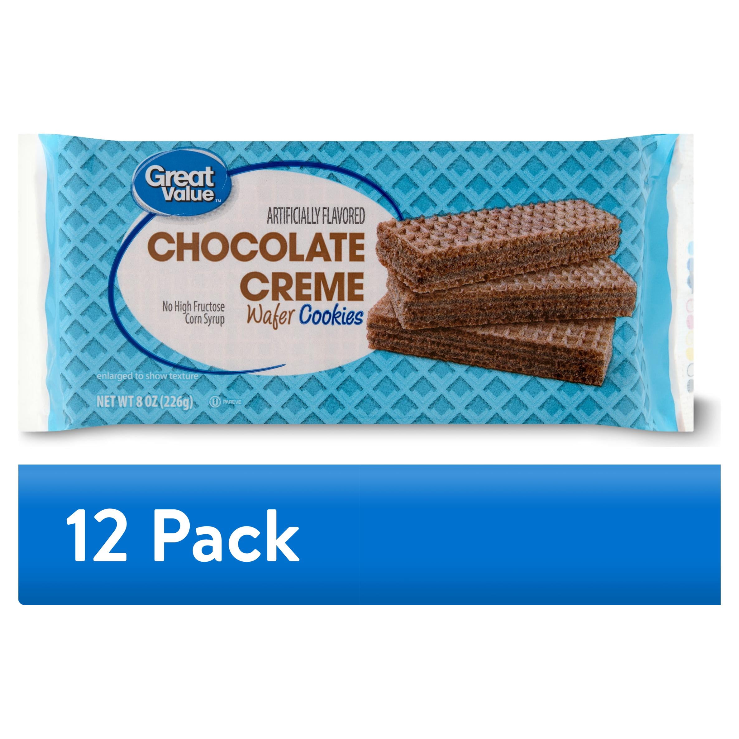 (12 pack) Great Value Chocolate Creme Wafer Cookies, 8 oz