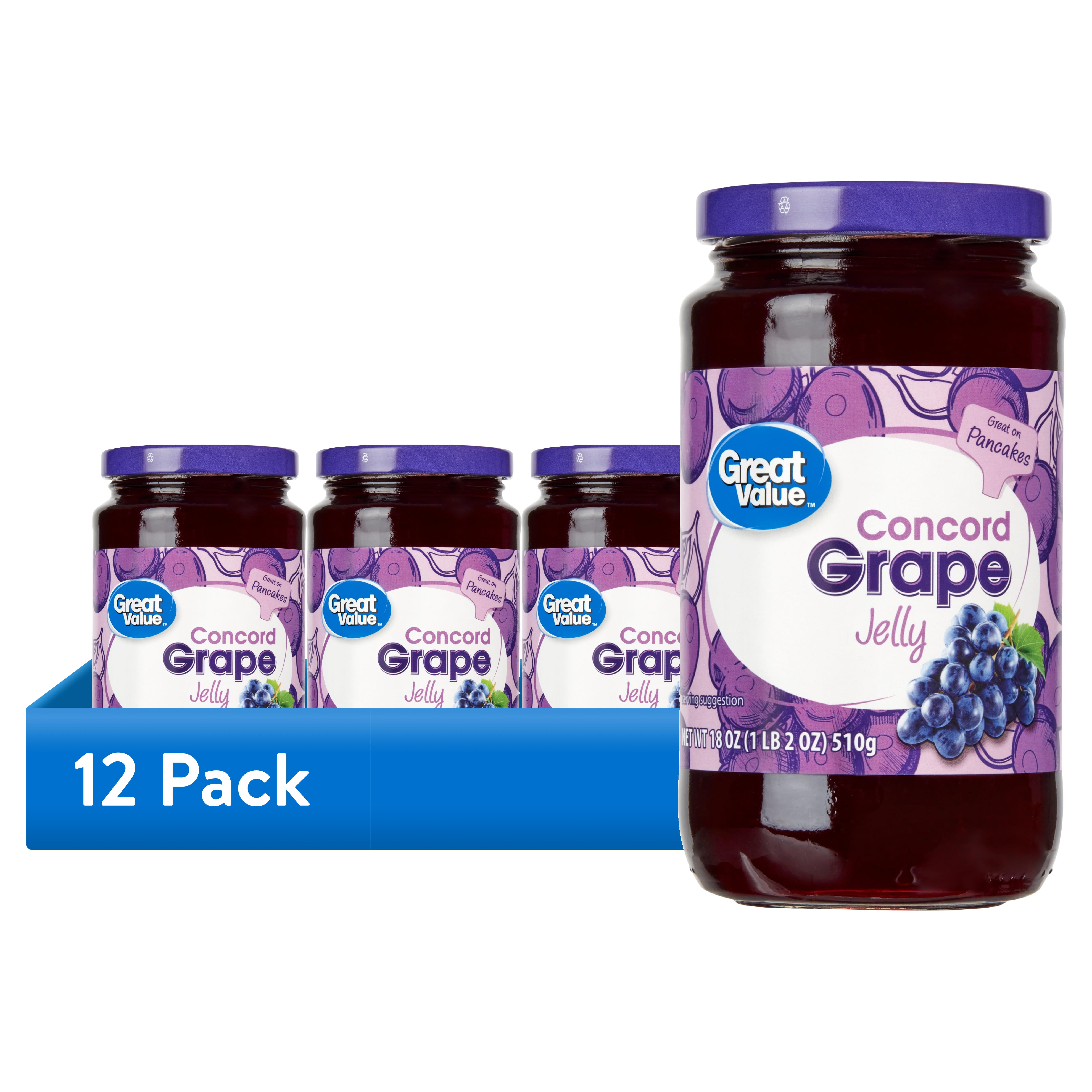 (12 pack) Great Value Concord Grape Jelly, 18 oz
