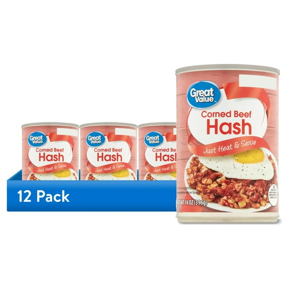 (12 pack) Great Value Corned Beef Hash, 14 oz Can