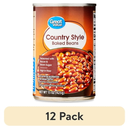 (12 pack) Great Value Country Style Baked Beans, 15 oz Can