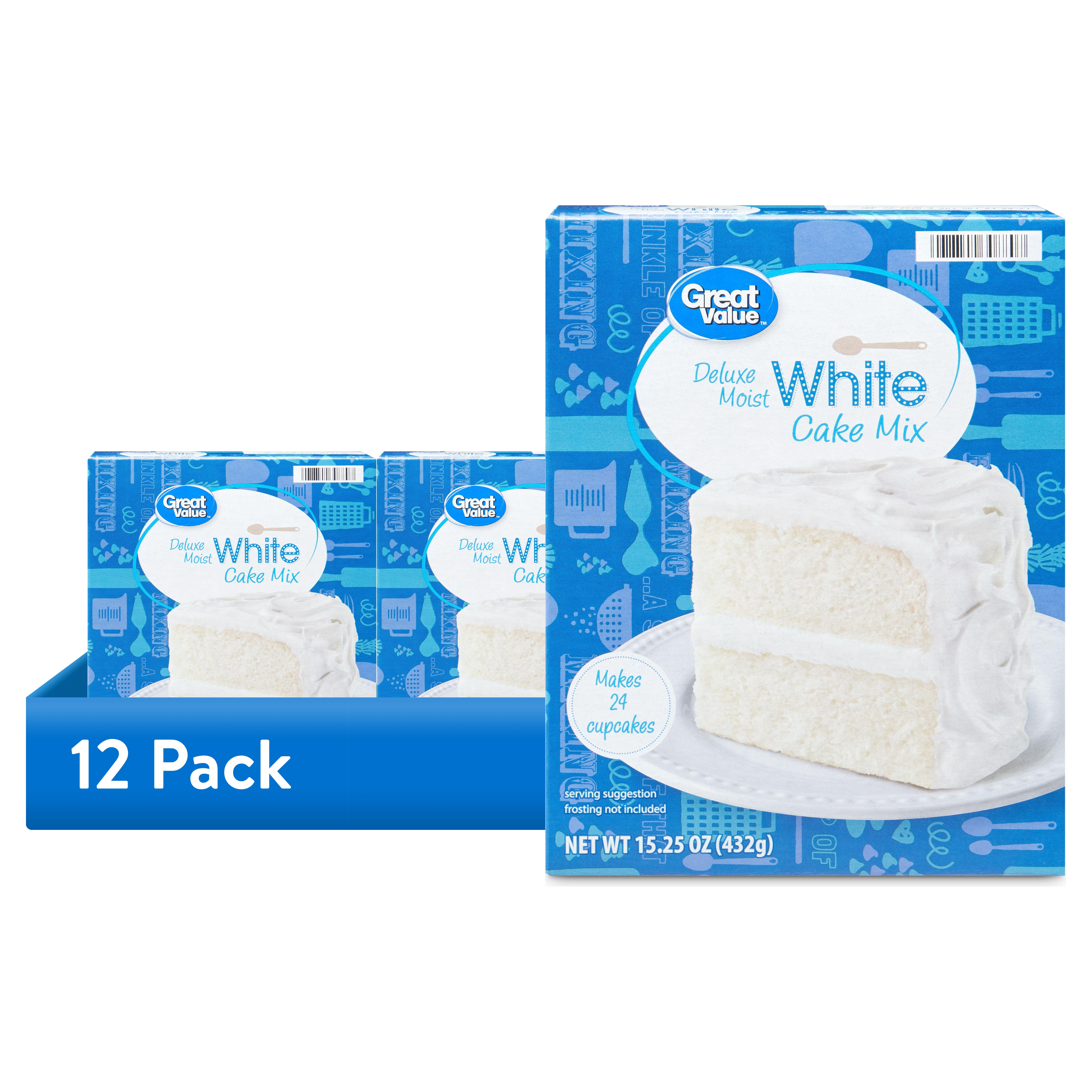(12 pack) Great Value Deluxe Moist White Cake Mix, 15.25 oz Box