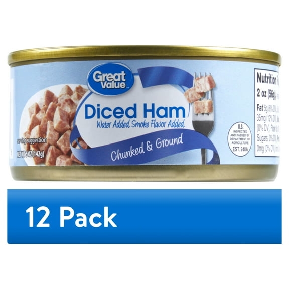 (12 pack) Great Value Diced Ham, 5 oz Can