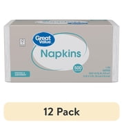 (12 pack) Great Value White Disposable Paper Napkins, 12 in x 12 in, 500 Count
