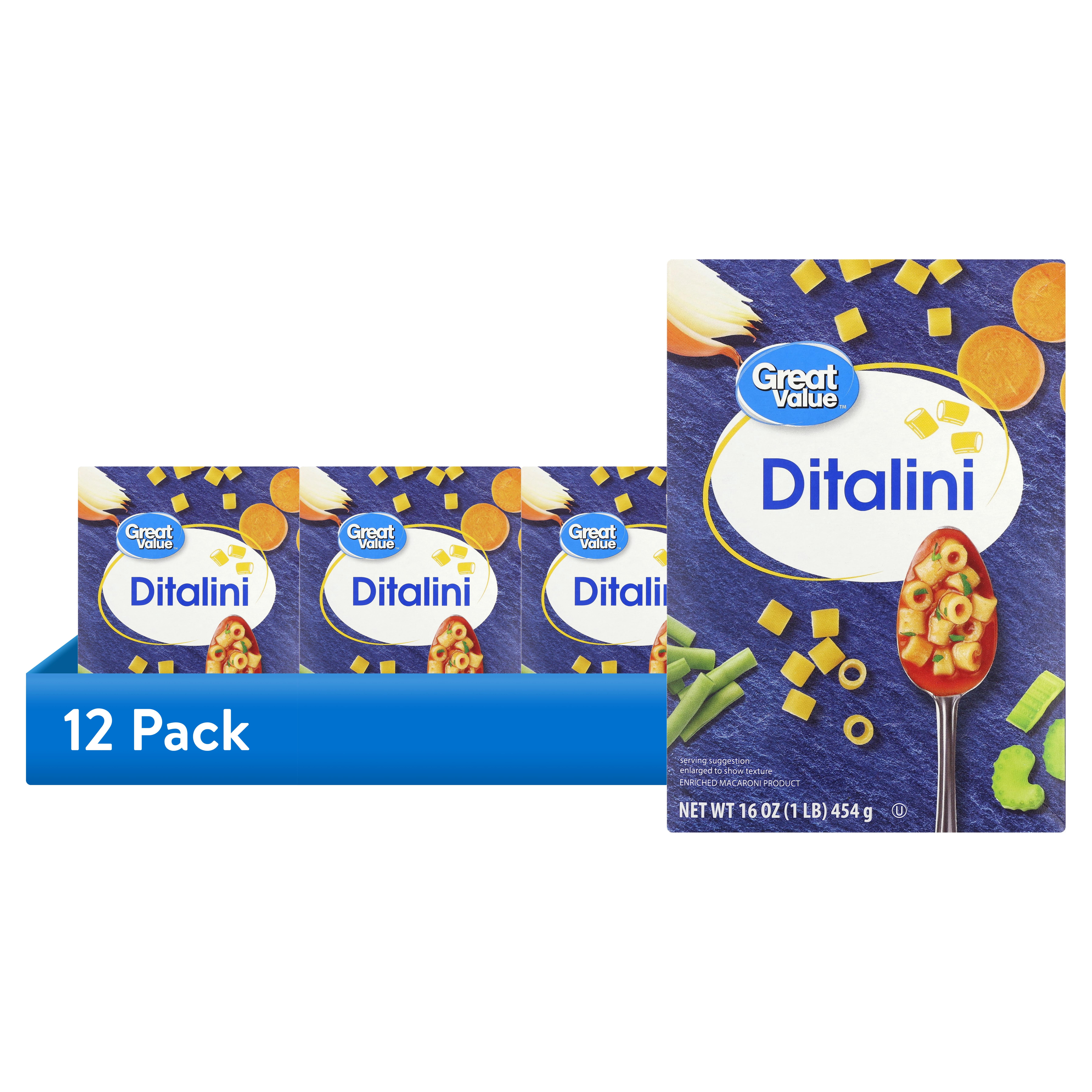 (12 pack) Great Value Ditalini, 16 oz