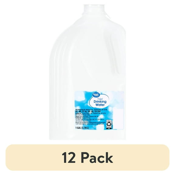 (12 pack) Great Value Drink Water, 1 Gallon Jug